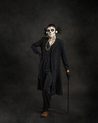 Studio portrait of catrin. Day of the dead celebration.