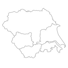 outline map of  Yorkshire and the Humber is a region of England, with borders of the ceremonial counties