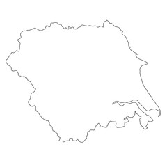 outline map of  Yorkshire and the Humber is a region of England, with borders