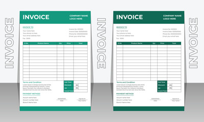 Creative modern and clean invoice design template. invoice bill template, Bill form business invoice accounting.