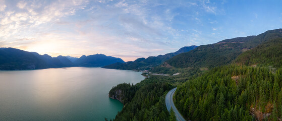 Scenic Highway on the ocean coast with mountain landscape. Sea to Sky Hwy © edb3_16