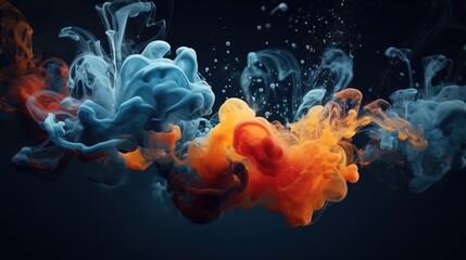 Ink drops in water creating mesmerizing forms. Generative AI