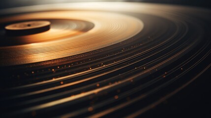 Fototapeta na wymiar Close-up of a vinyl record's grooves. Generative AI