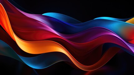 Vibrant color waves on a black background. Generative AI