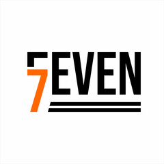 Obraz premium Seven word design with number 7 on letter S.