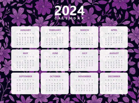 Happy New Year 2024 Calendar Design Modern Template, Wall and Desk Calendar Design