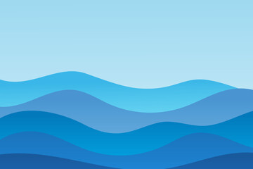 Beautiful blue wave background. Abstract background flat design vector illustration.