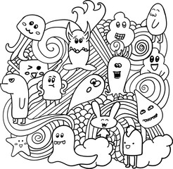 Pattern doodle black and white