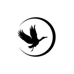 Bird or herons flying Icon symbol Flat vector illustration.