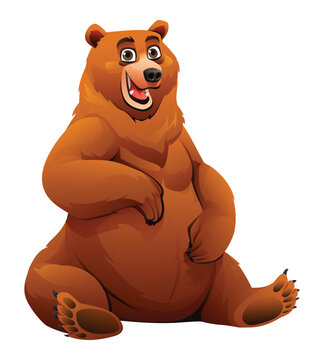 Cartoon bear sitting. character illustration isolated on white background