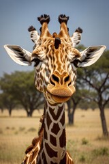 Fototapeta premium Portrait of a giraffe in the Chobe National Park, Botswana. 
