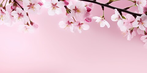 Obraz na płótnie Canvas Spring blossom beauty. Sakura on pastel pink background. Beautiful abstract. Minimalistic and colorful natural spring