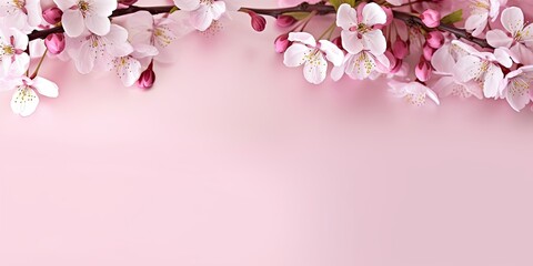Fototapeta na wymiar Spring blossom beauty. Sakura on pastel pink background. Beautiful abstract. Minimalistic and colorful natural spring