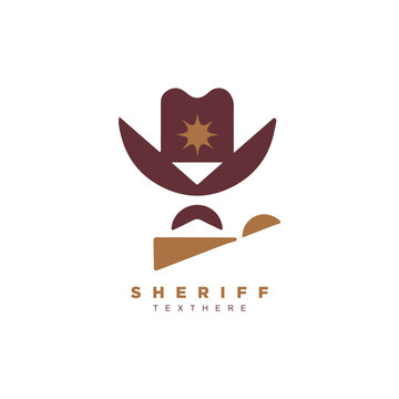 Simple abstract  sheriff portrait profile logo design vector art