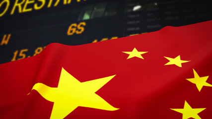 The Chinese flag on business background  3d rendering