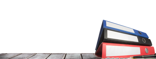 Digital png illustration of colourful binders on transparent background