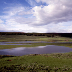 Landscape with wetlands and clouds