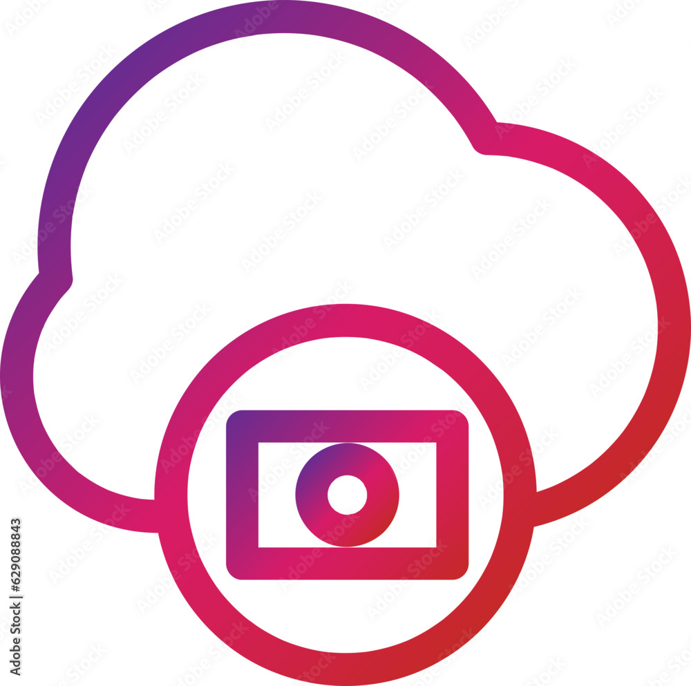 Poster outline style cloud database icon