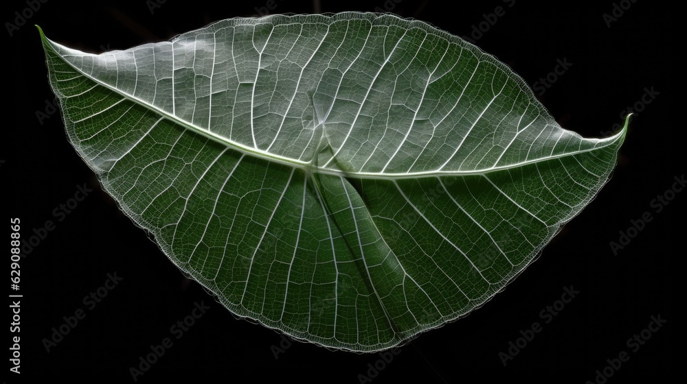 Poster transparent skeleton leaf with beautiful texture on a green. beautiful generative ai aig32