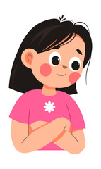 Pensive child with funny expression on face vector