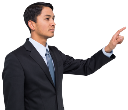 Digital png photo of biracial man on transparent background