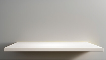 empty shelf on a wall, White empty shelf on a light gray wall, Universal minimalistic background for product presentation,wallpaper. Png, Ai Generate 