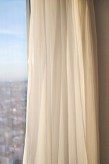 close up of clean fabric curtain.