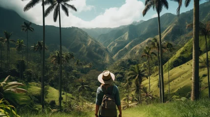 Foto op Canvas Hiking Adventure in Cocora Valley: Discover the Breathtaking Beauty of Colombia's Cocora Valley on a Lush Hike, Surrounded by Towering Wax Palms and Stunning Landscapes  © Mr. Bolota
