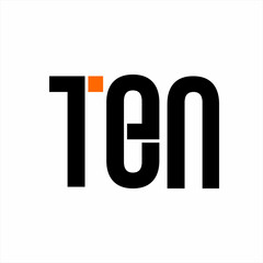 Ten word design with number 10 on letter T and E.