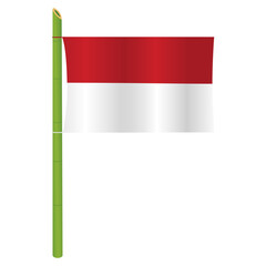 Indonesian Flag on Sharpened Bamboo Spiky, Dirgahayu Independence Day of Republic of Indonesia Vector Illustration