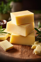 Artisanal Indulgence: Close-Up of Buttery Havarti Cheese Texture - Ai Generative