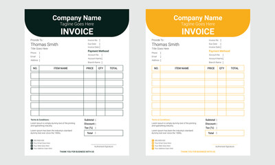 Modern And Professional Multiple Business Invoice Design For Print