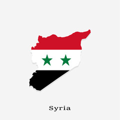 Syria Map and Flag Color Vector Clip Art. Independence Day or National Syria Flag Color Style Map Design isolated on White Background.