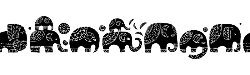 Elephant family, ethnic ornament. Seamless pattern for your design