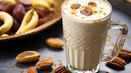 Smoothie banane, dattes, lait d'amande 2