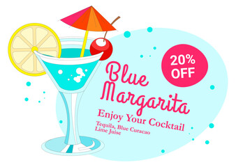 Blue margarita cocktail, shop reduction of price