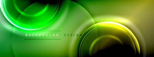 Circles lines and bubbles on bright glowing effect gradient with light and shadow effects. Dynamic interplay of light, shadow and depth. Futuristic and rhythmic technology design