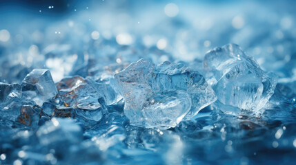 Transparent Ice Cubes with Water Drops and Frost Effect Cool and Refreshing Photo AI Generative