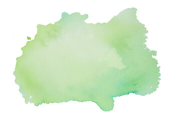 Green watercolor stains with hand painted on paper texture background