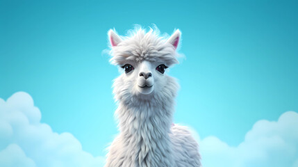 Llama 3D cute simple background
