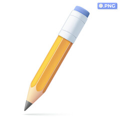 Yellow Pencil icon symbols. education, Creative writing storytelling and drawing concept. 3D vector isolated illustration design. Cartoon pastel Minimal style. You can used for design ux, ui, print ad