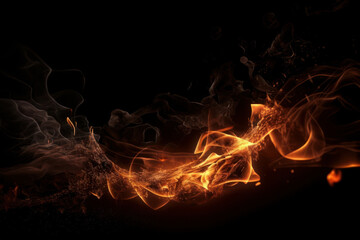 Fototapeta premium Hot and intense fire creating a backdrop of orange and yellow flames on a dark canvas. AI Generative