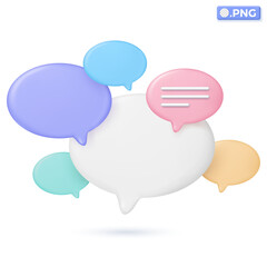 Dialog or speech bubble multicolors icon symbols. Chat message, Message, talk concept. 3D vector isolated illustration design. Cartoon pastel Minimal style. You can used for design ux, ui, print ad.