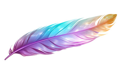 colorful shimmering iridescent feather isolated on a transparent background, generative ai
