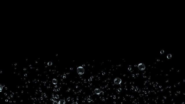 Underwater fizzing air bubbles flow motion refreshing carbonated club soda drink. of cola, soda water beer, champagne, water gas. Liquid wave shape crystal nature water drop. Drops, Drink, Boiling.