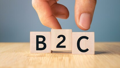 Concept of B2B or B2C on wooden cubes
