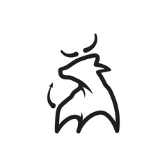 Bull silhouette , monochrome logo, symbol of the year in the Chinese zodiac calendar. Vector illustration of a black angus isolated on a white background