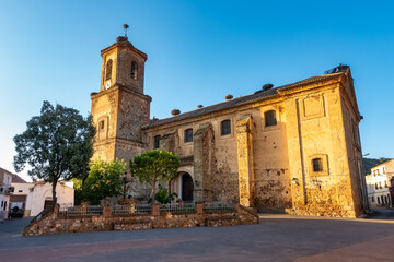 Catholic and ancient church of the Manchego village of Agudo in the center of Spain, Ciudad Real.