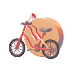 Indonesias Pride on Wheels 3D Icon of Bicycle with National Flag