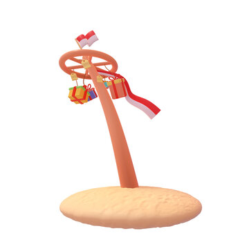 Celebrating Freedom 3D Icon of Panjat Pinang Game with Various Rewards
